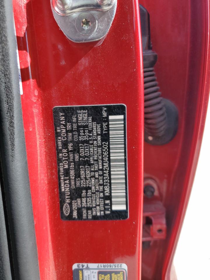 2021 Hyundai Tucson Limited VIN: KM8J33A42MU406502 Lot: 83878815