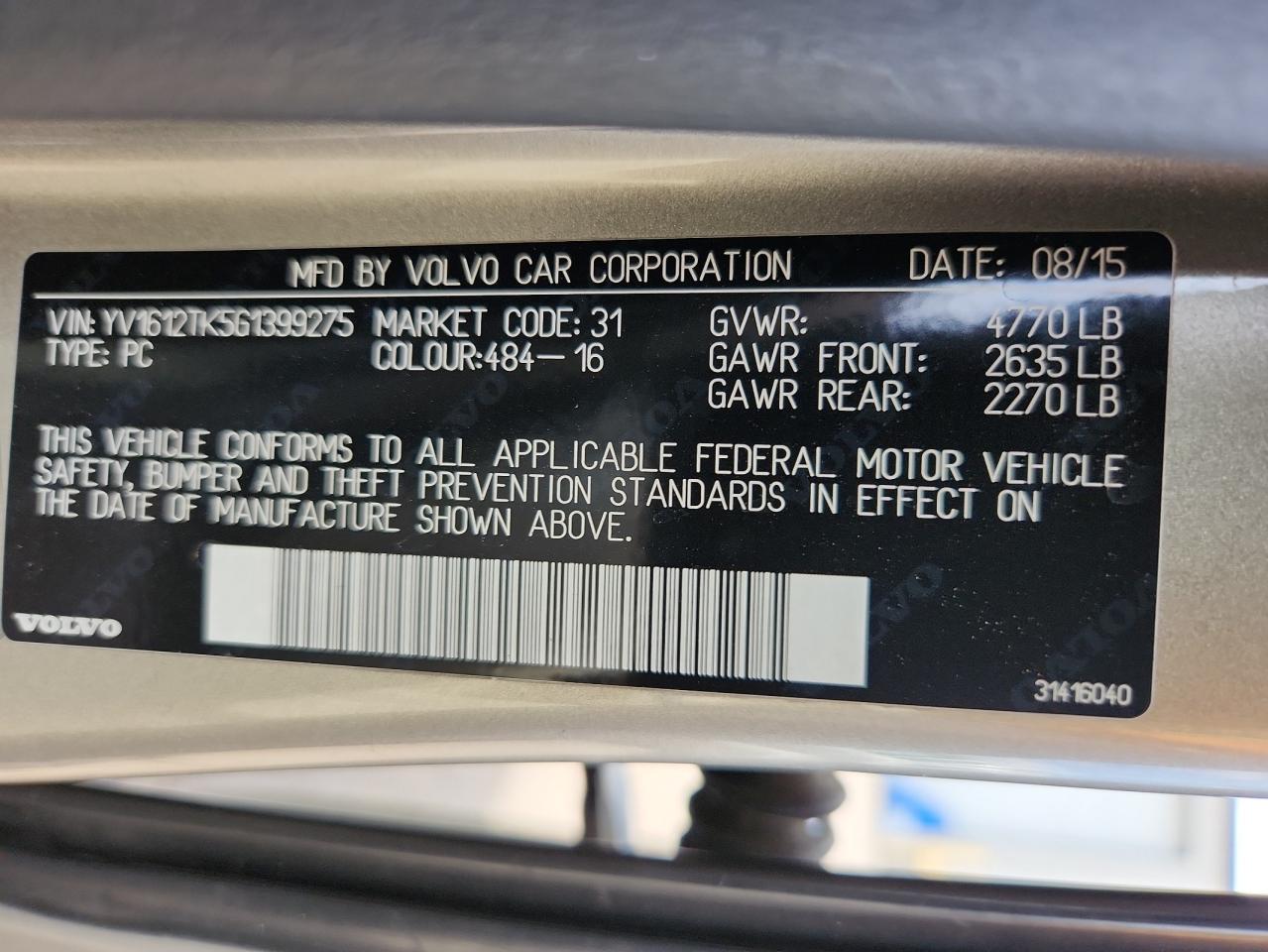 2016 Volvo S60 Premier VIN: YV1612TK5G1399275 Lot: 71801215