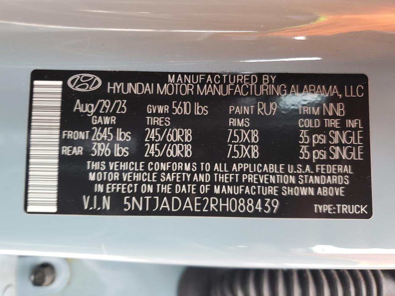 2024 Hyundai Santa Cruz Se VIN: 5NTJADAE2RH088439 Lot: 81773615