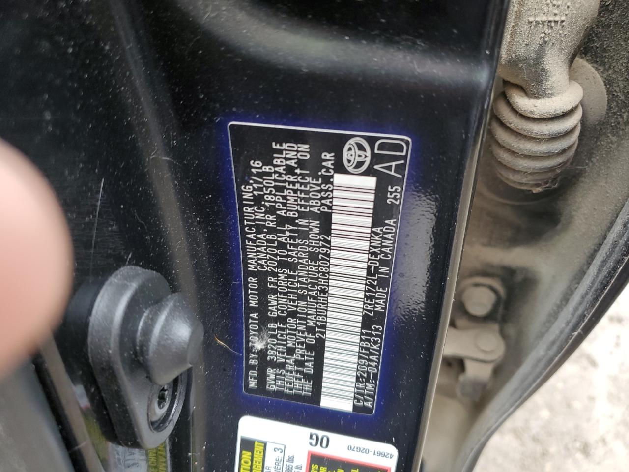 2017 Toyota Corolla L VIN: 2T1BURHE3HC807972 Lot: 84024555