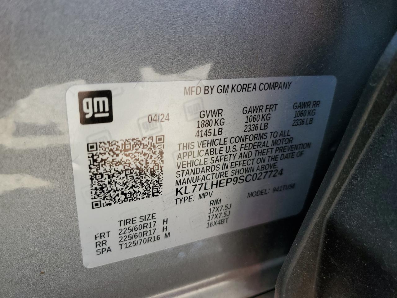 2025 Chevrolet Trax 1Lt VIN: KL77LHEP9SC027724 Lot: 81548135