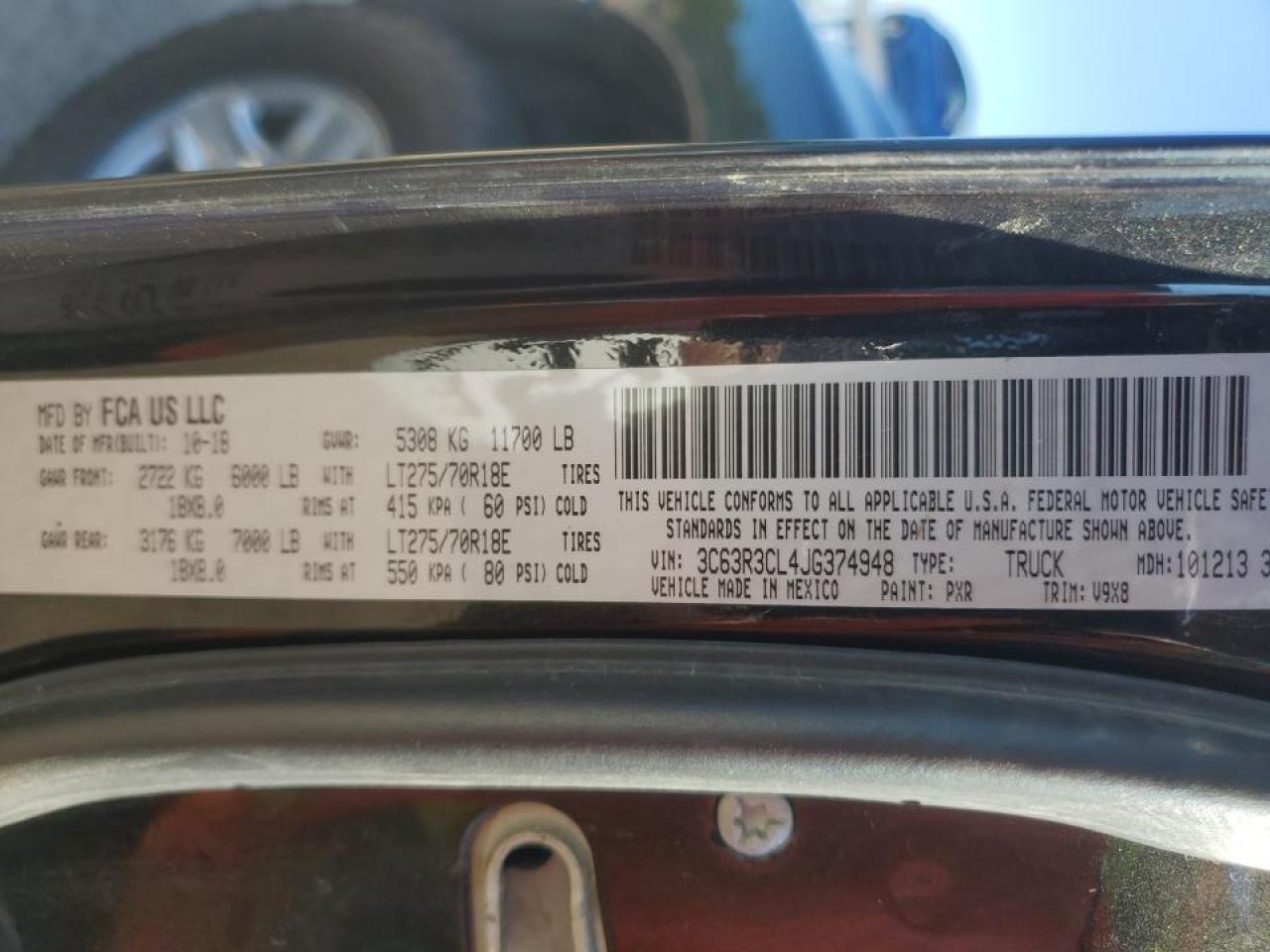 2018 Ram 3500 St VIN: 3C63R3CL4JG374948 Lot: 81040675