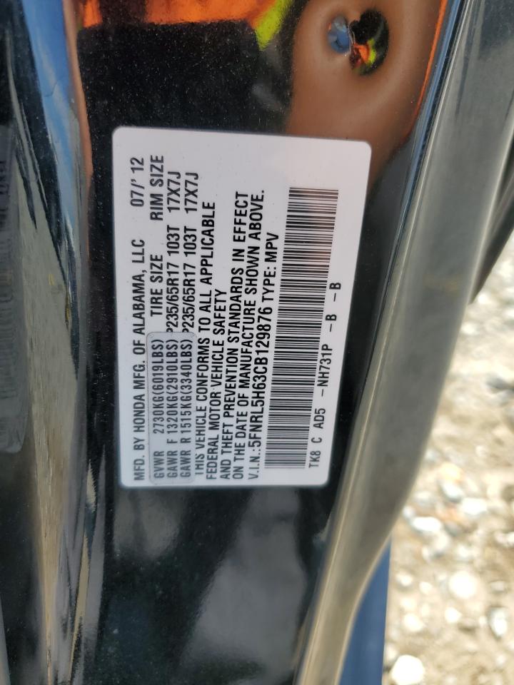 2012 Honda Odyssey Exl VIN: 5FNRL5H63CB129876 Lot: 80784795