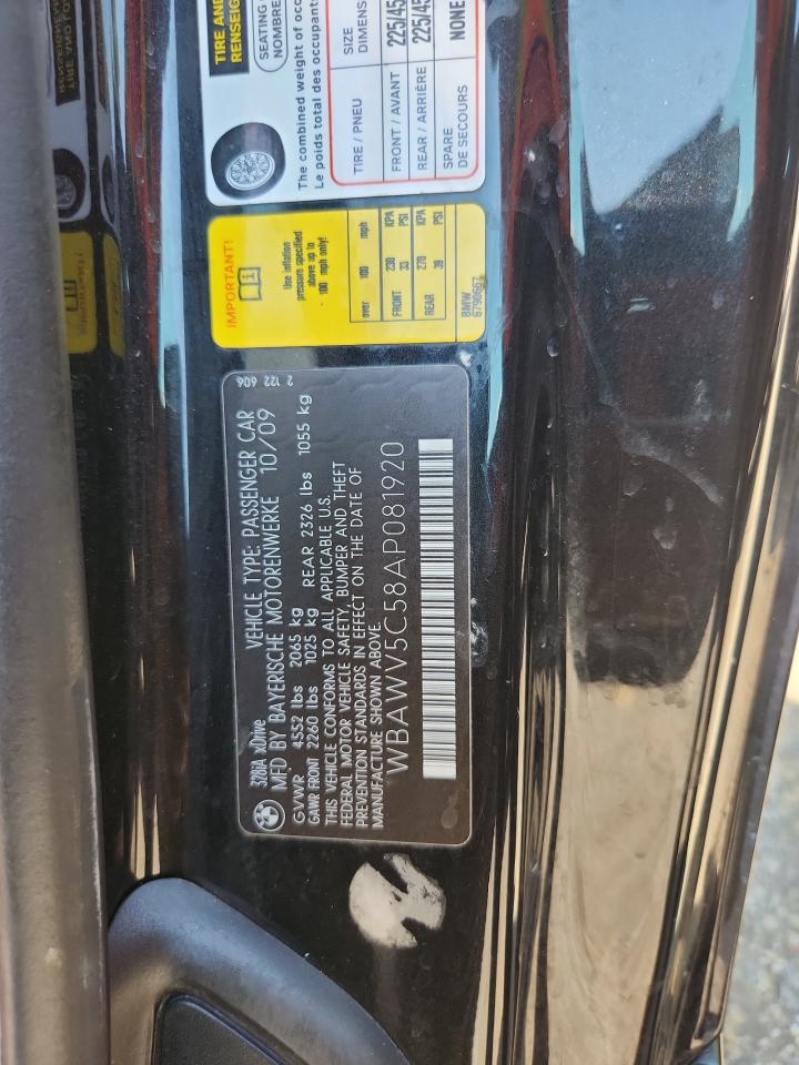 2010 BMW 328 Xi Sulev VIN: WBAWV5C58AP081920 Lot: 80131405