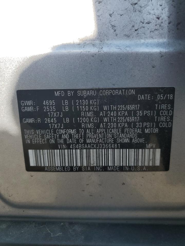 2018 Subaru Outback 2.5I VIN: 4S4BSAACXJ3366481 Lot: 71504575
