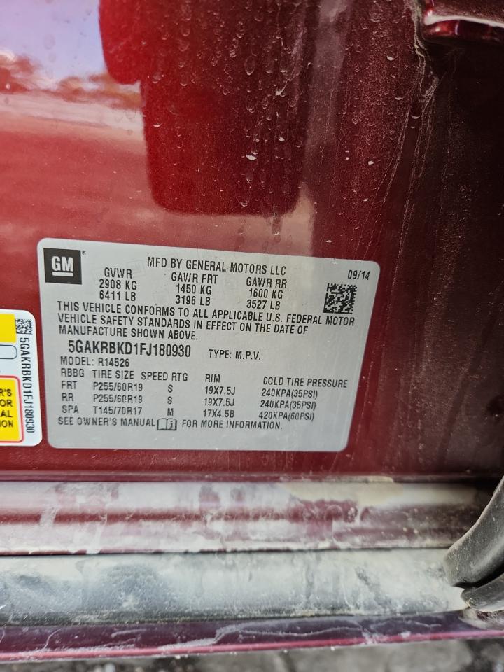 2015 Buick Enclave VIN: 5GAKRBKD1FJ180930 Lot: 81793075