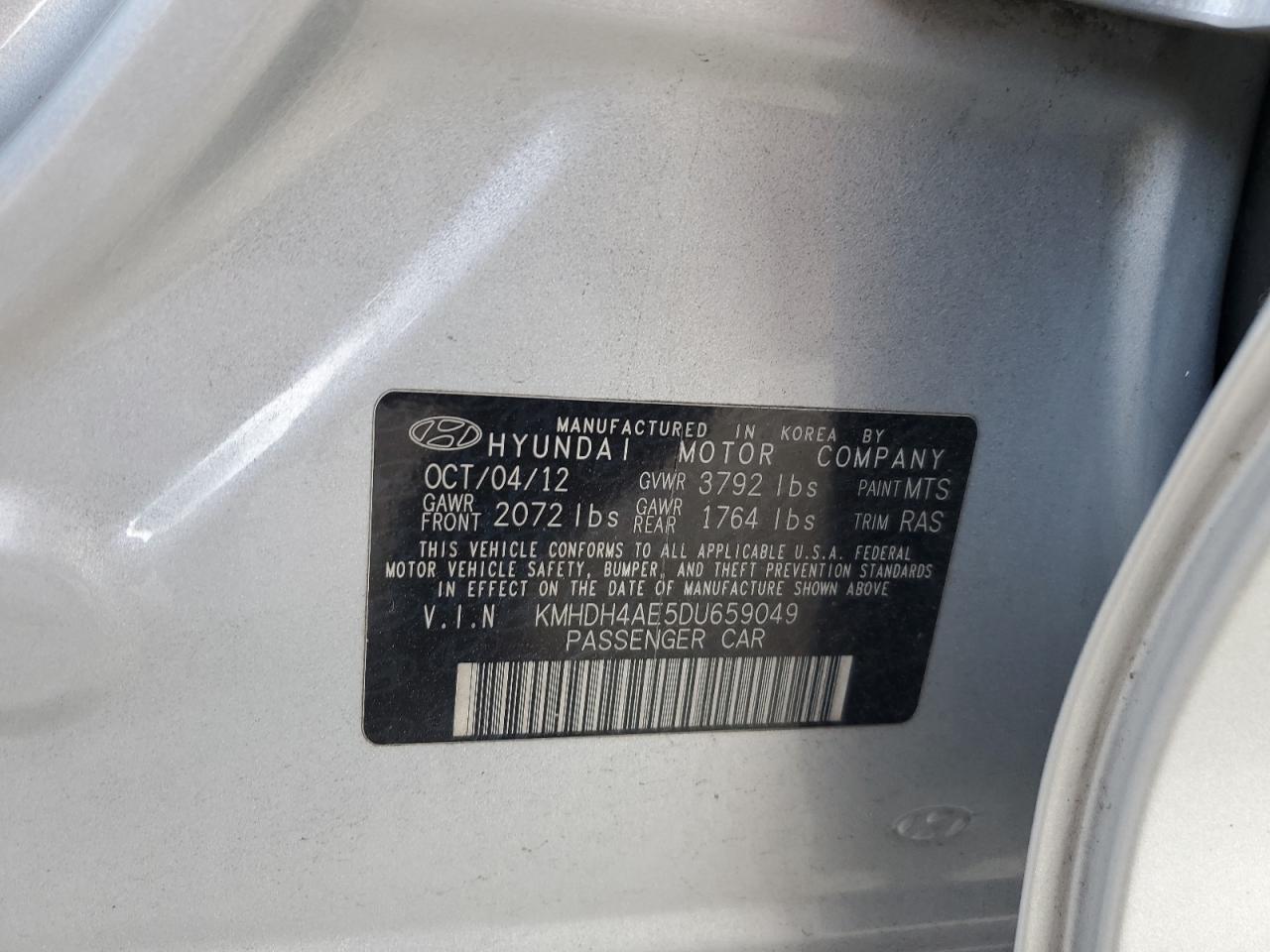 2013 Hyundai Elantra Gls VIN: KMHDH4AE5DU659049 Lot: 81312065