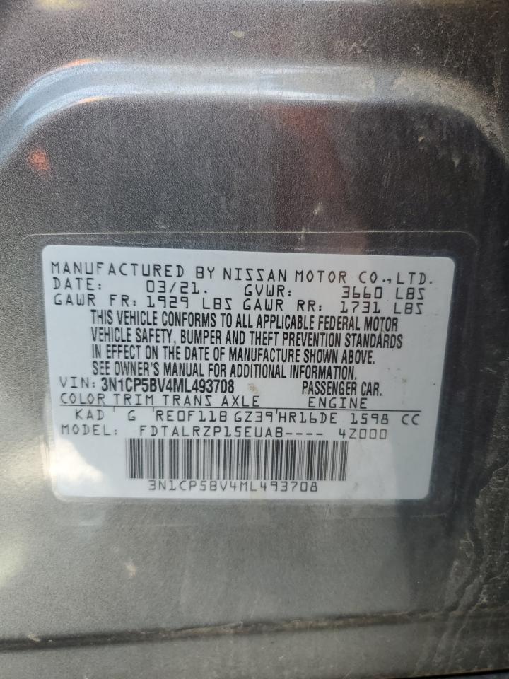 2021 Nissan Kicks S VIN: 3N1CP5BV4ML493708 Lot: 80496105