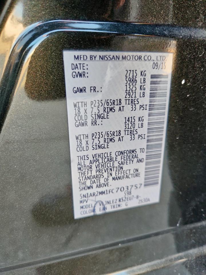 2015 Nissan Pathfinder S VIN: 5N1AR2MM1FC703757 Lot: 86284385