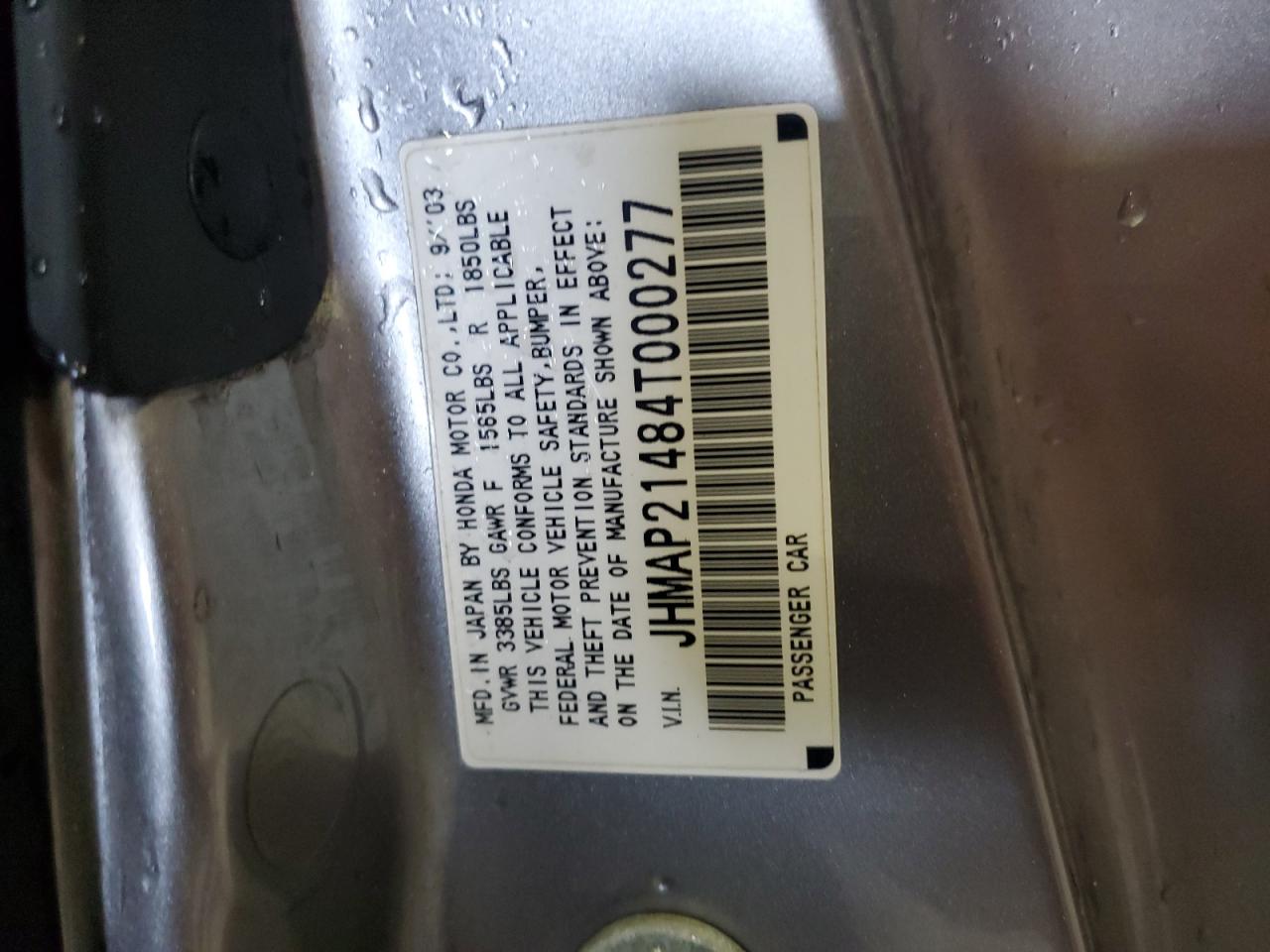 2004 Honda S2000 VIN: JHMAP21484T000277 Lot: 90093595