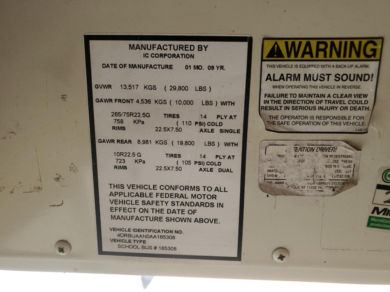 2010 Ic Corporation 3000 Ce VIN: 4DRBUAAN0AA165308 Lot: 70492375