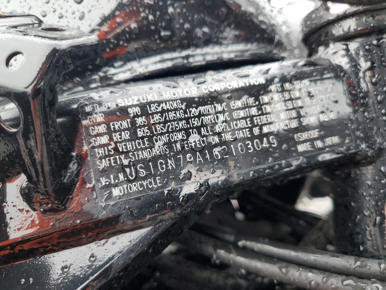 2006 Suzuki Gsx600 F VIN: JS1GN79A162103049 Lot: 81402005