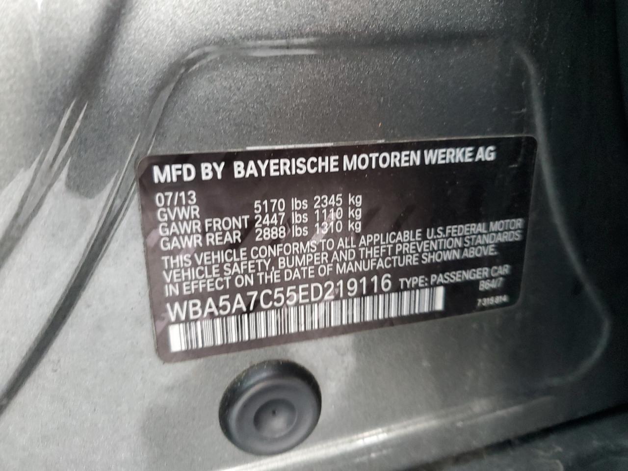 2014 BMW 528 Xi VIN: WBA5A7C55ED219116 Lot: 84229635