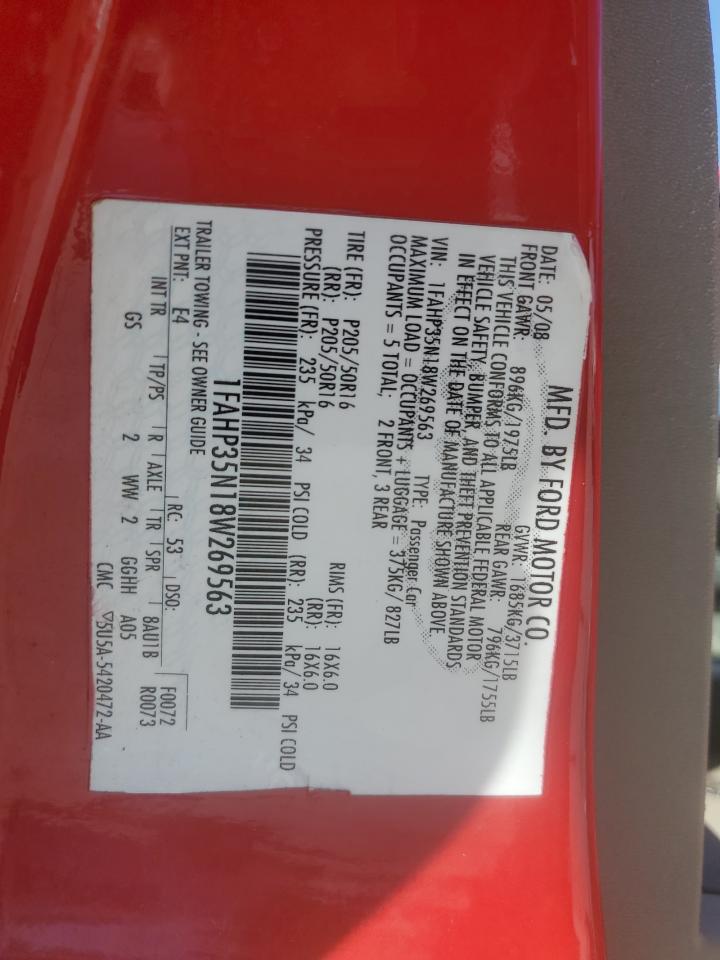 2008 Ford Focus Se VIN: 1FAHP35N18W269563 Lot: 84461355