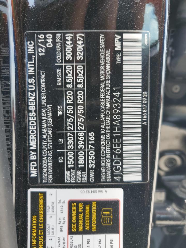 2017 Mercedes-Benz Gls 450 4Matic VIN: 4JGDF6EE1HA893241 Lot: 81392535