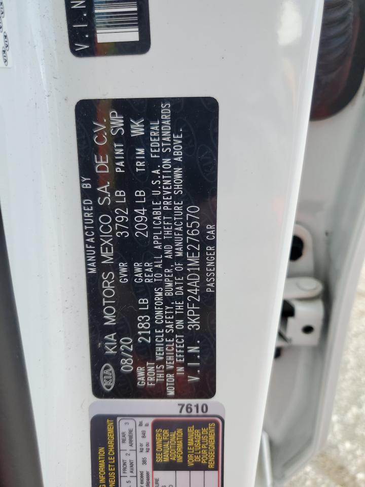2021 Kia Forte Fe VIN: 3KPF24AD1ME276570 Lot: 84035015