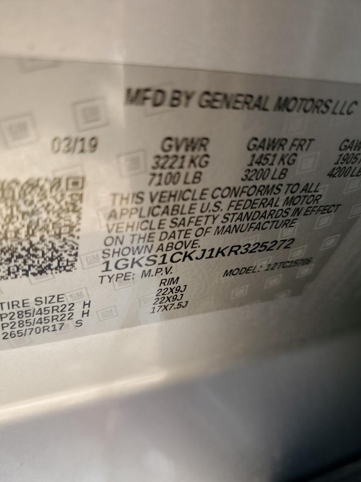 2019 GMC Yukon Denali VIN: 1GKS1CKJ1KR325272 Lot: 72085065