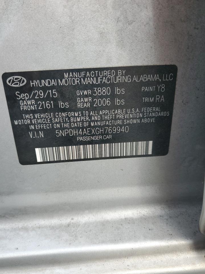 2016 Hyundai Elantra Se VIN: 5NPDH4AEXGH769940 Lot: 81854165