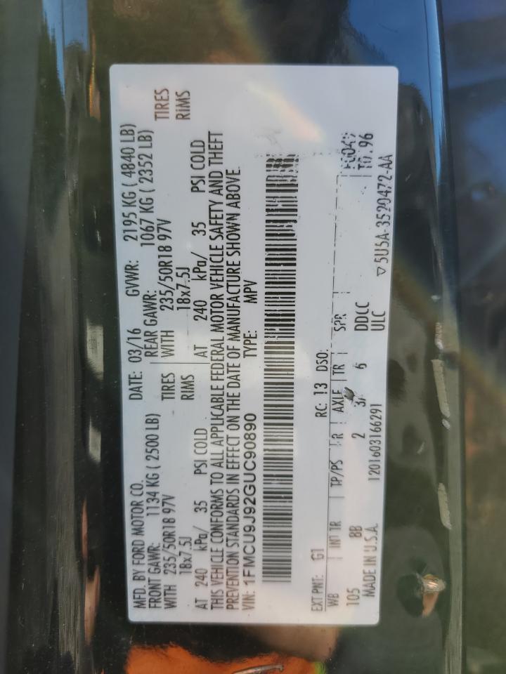 2016 Ford Escape Titanium VIN: 1FMCU9J92GUC90890 Lot: 81051645