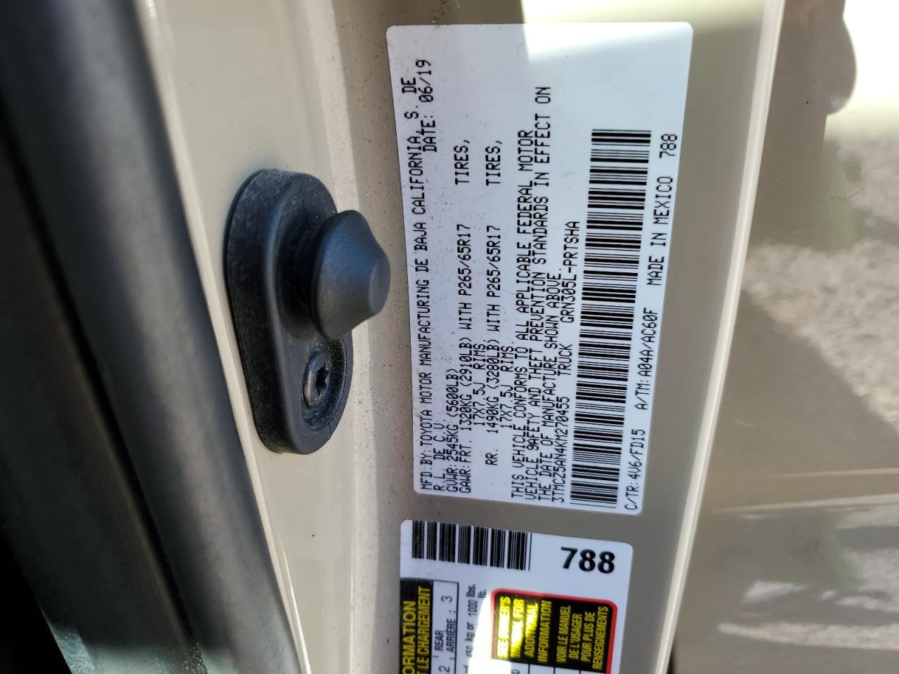 2019 Toyota Tacoma Double Cab VIN: 3TMCZ5AN4KM270455 Lot: 81125485