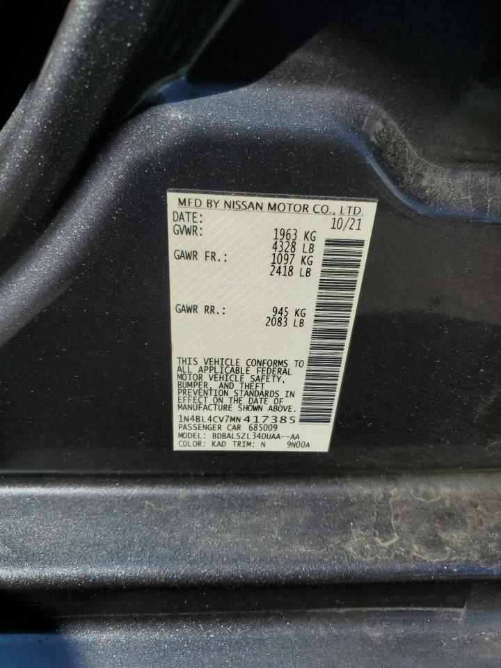 2021 Nissan Altima Sr VIN: 1N4BL4CV7MN417385 Lot: 81372065