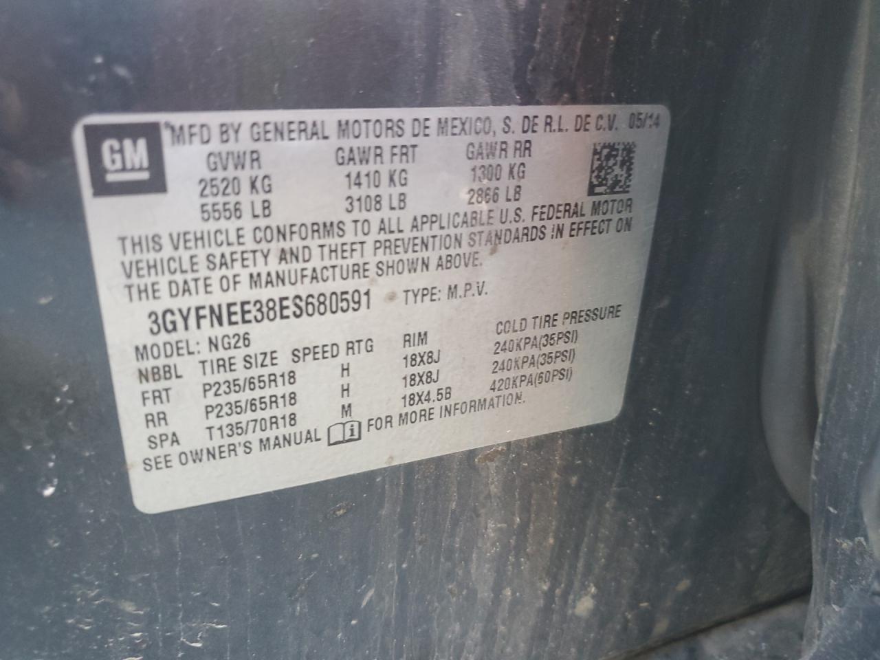 2014 Cadillac Srx Luxury Collection VIN: 3GYFNEE38ES680591 Lot: 80513075