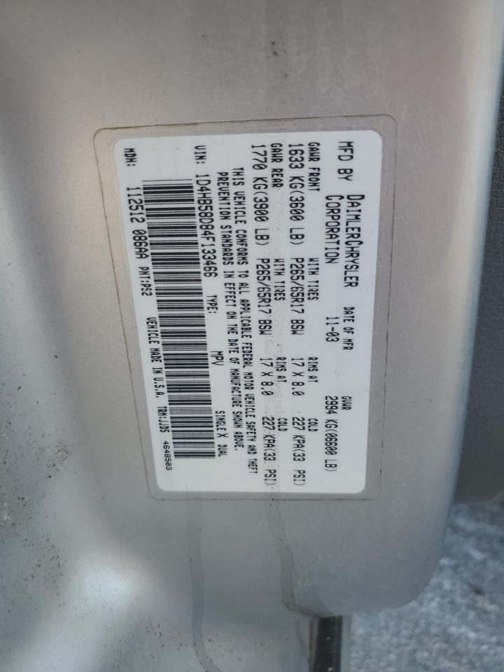 2004 Dodge Durango Limited VIN: 1D4HB58D84F133466 Lot: 80015335