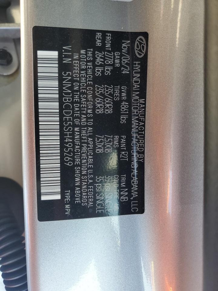 2025 Hyundai Tucson Sel VIN: 5NMJBCDE5SH495269 Lot: 80925215