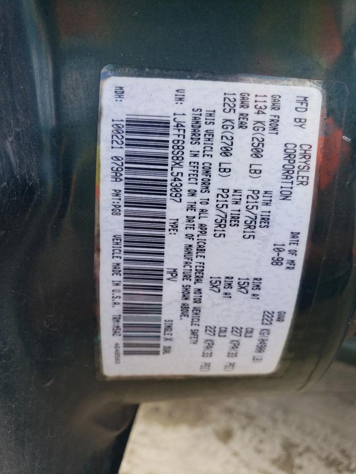 1999 Jeep Cherokee Sport VIN: 1J4FF68S8XL543097 Lot: 82082825