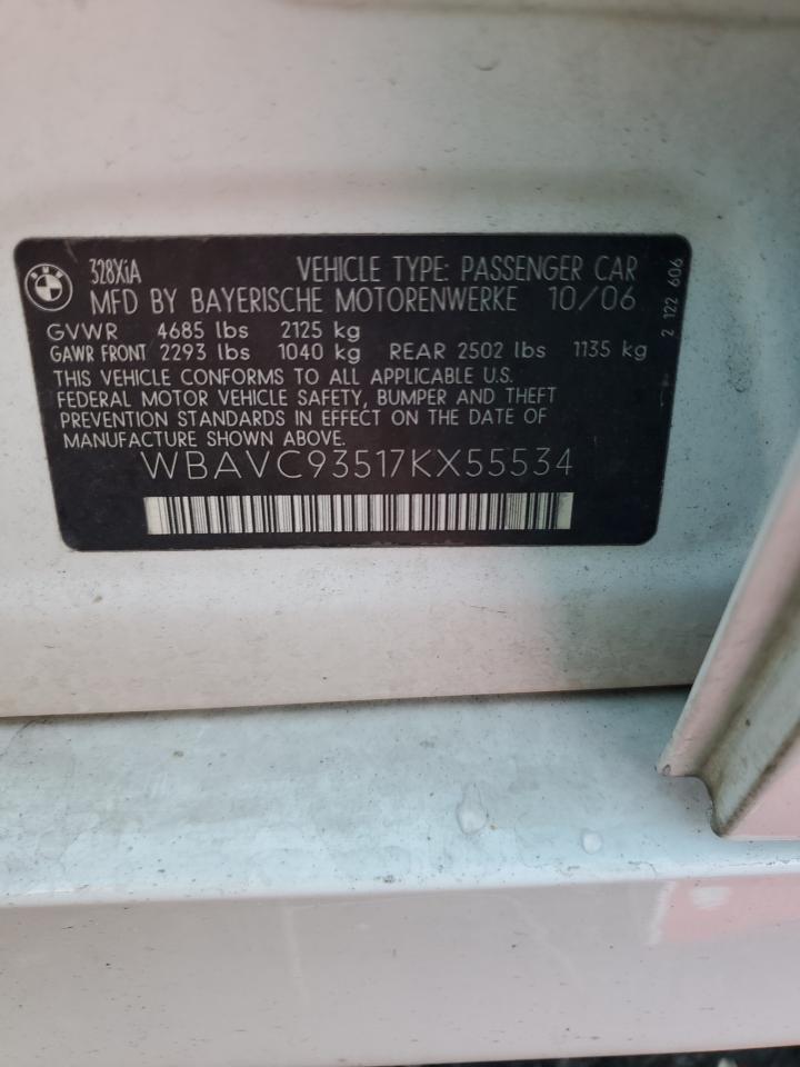 2007 BMW 328 Xi VIN: WBAVC93517KX55534 Lot: 82024155