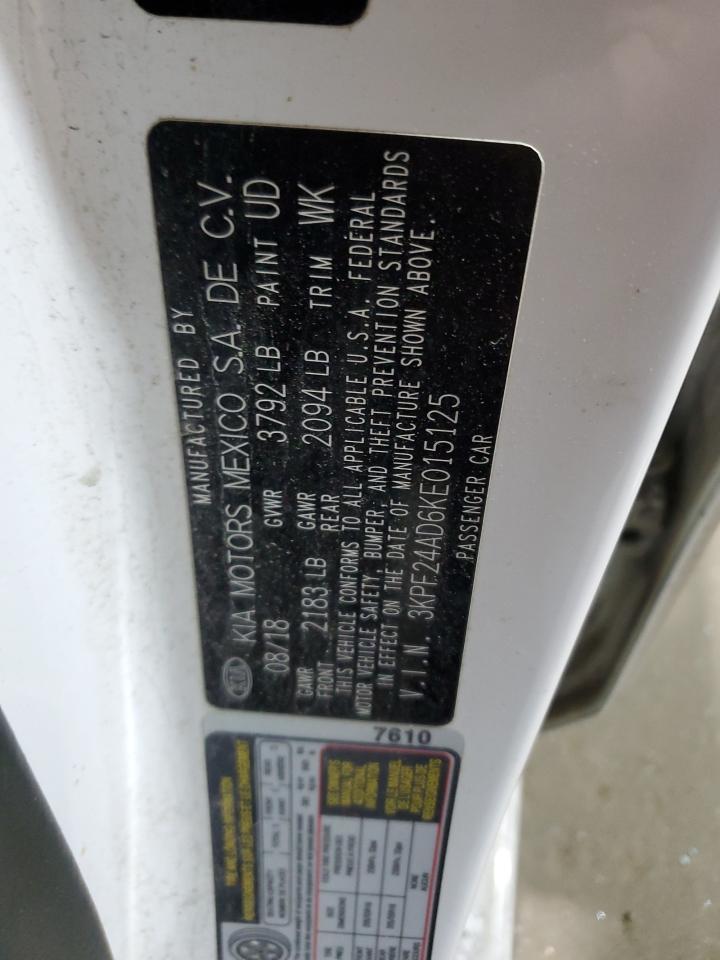 2019 Kia Forte Fe VIN: 3KPF24AD6KE015125 Lot: 72028785