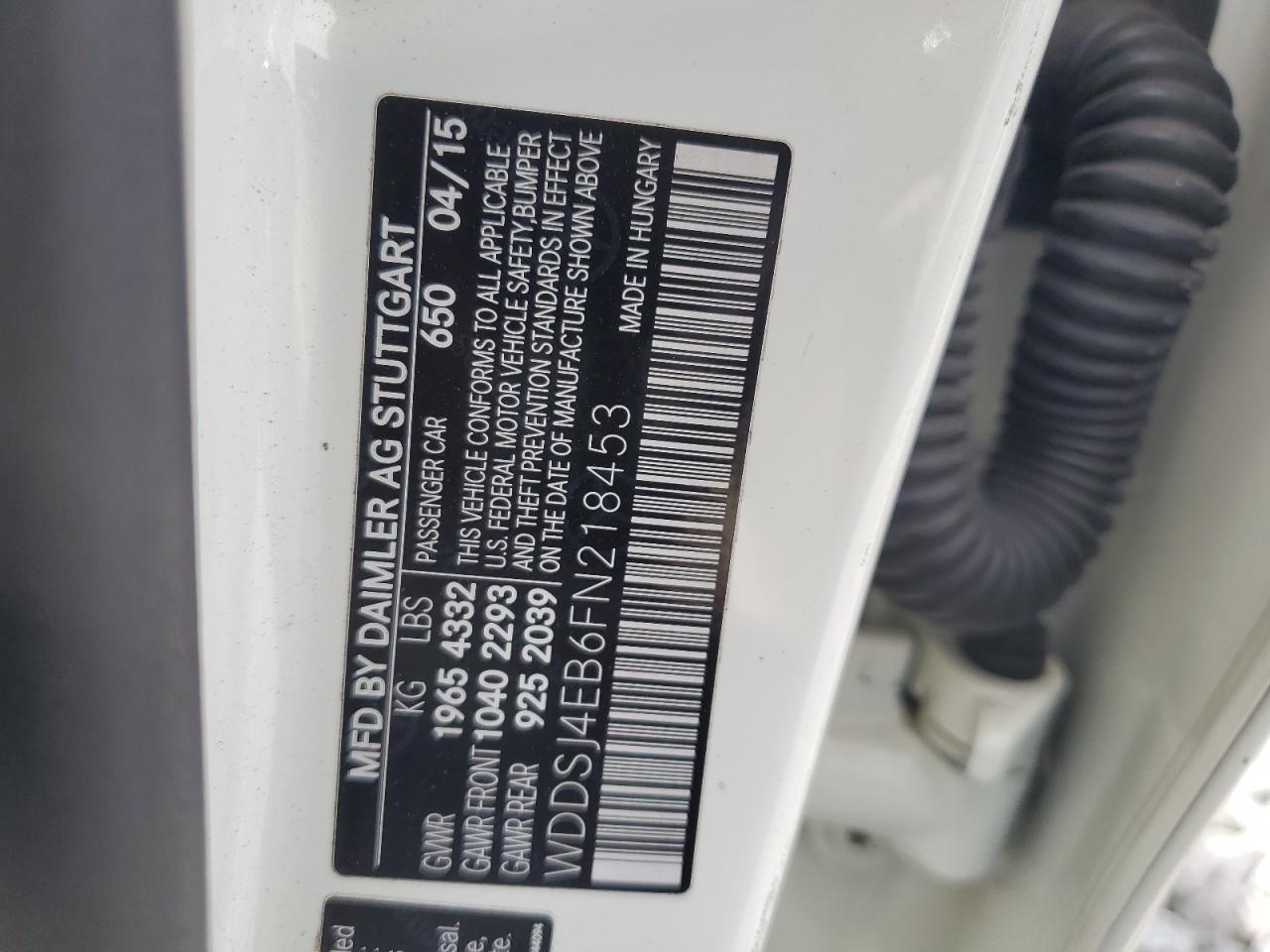 2015 Mercedes-Benz Cla 250 VIN: WDDSJ4EB6FN218453 Lot: 71949425