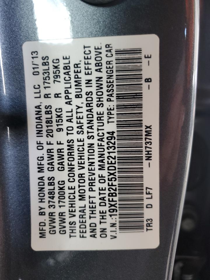 2013 Honda Civic Lx VIN: 19XFB2F5XDE213294 Lot: 71302285