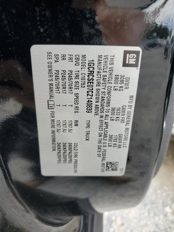 2012 Chevrolet Silverado C1500 Lt VIN: 1GCRCSE07CZ140839 Lot: 82079495