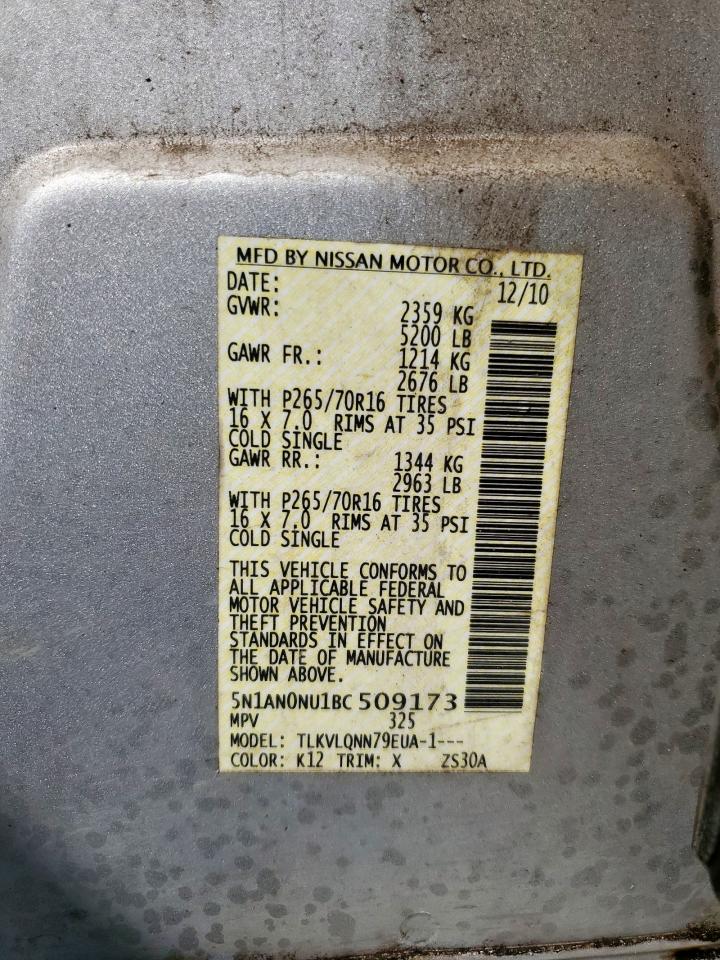 2011 Nissan Xterra Off Road VIN: 5N1AN0NU1BC509173 Lot: 80409385