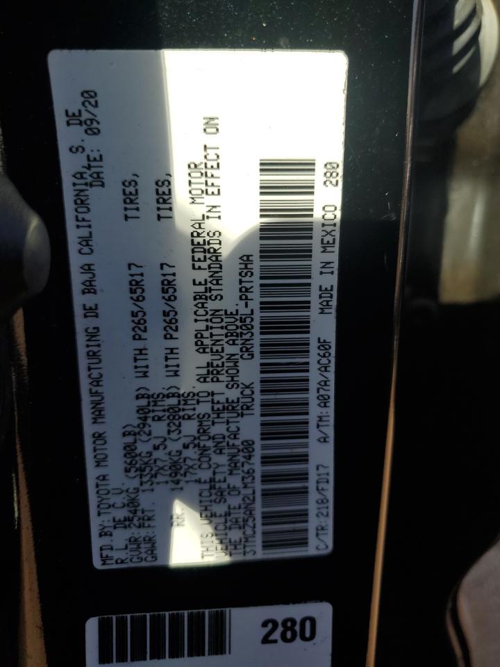 2020 Toyota Tacoma Double Cab VIN: 3TMCZ5AN2LM367400 Lot: 80845875