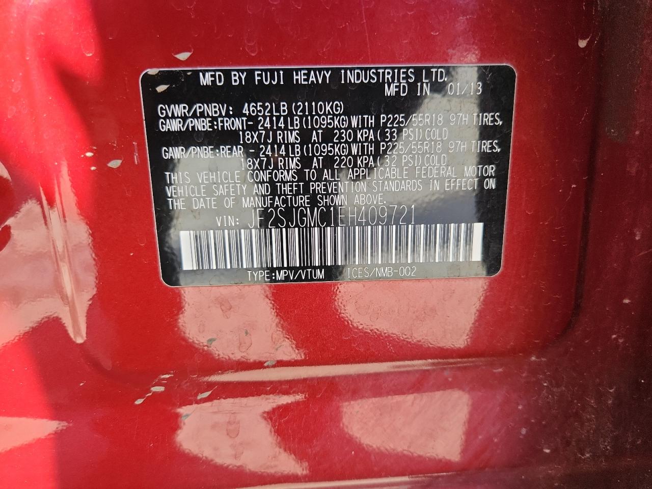 2014 Subaru Forester 2.0Xt Touring VIN: JF2SJGMC1EH409721 Lot: 81140985