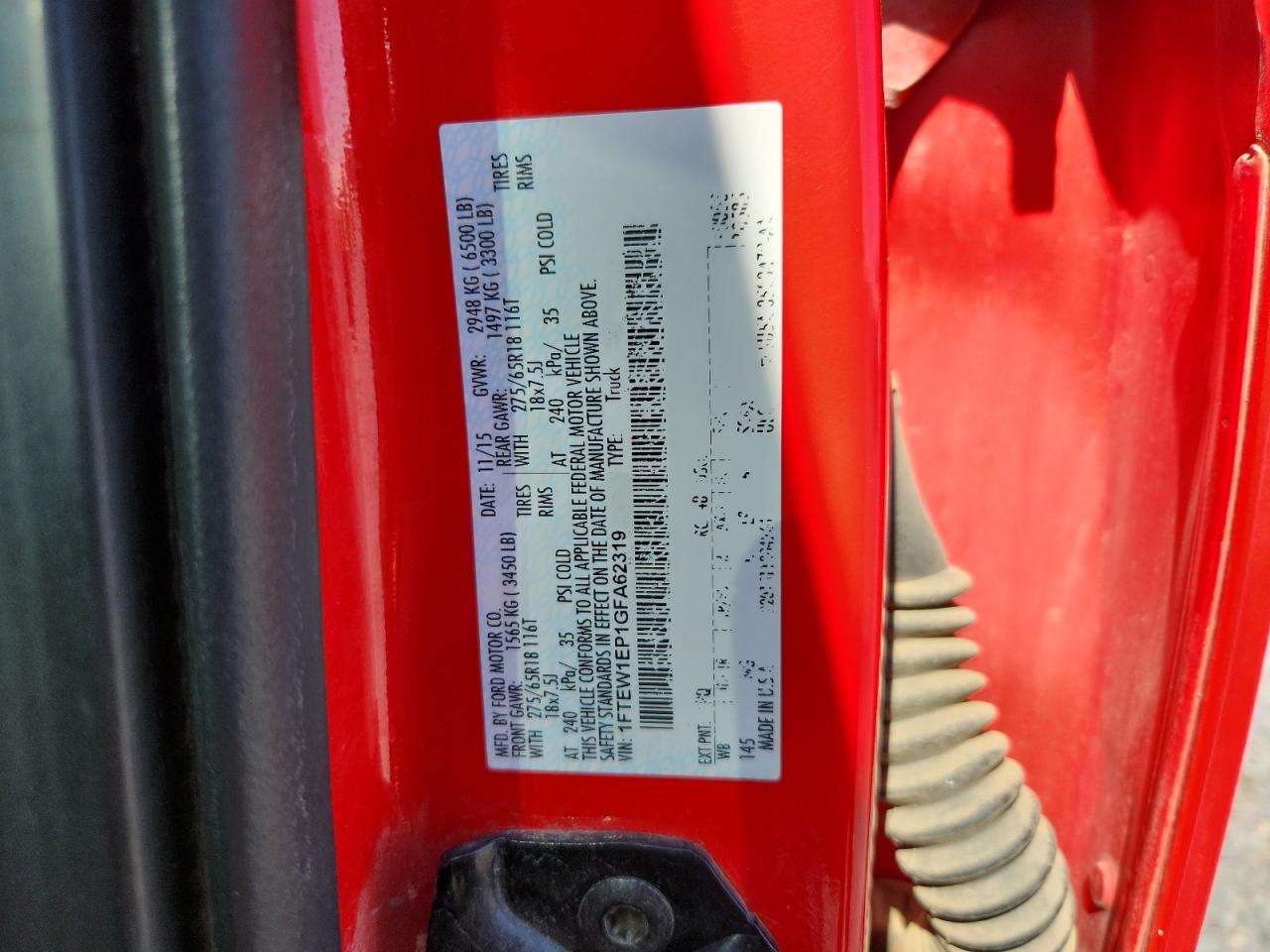 2016 Ford F150 Supercrew VIN: 1FTEW1EP1GFA62319 Lot: 84402665