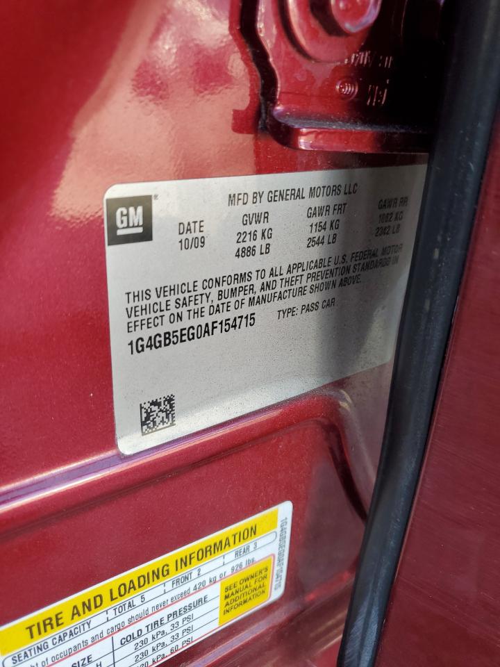 2010 Buick Lacrosse Cx VIN: 1G4GB5EG0AF154715 Lot: 71617565