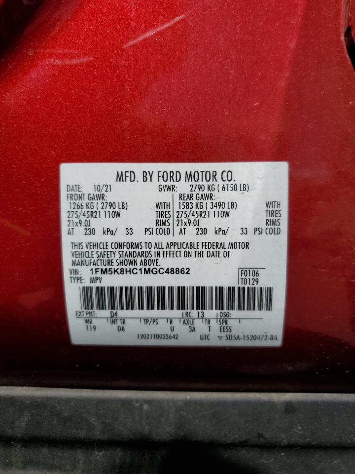 2021 Ford Explorer Platinum VIN: 1FM5K8HC1MGC48862 Lot: 71364545