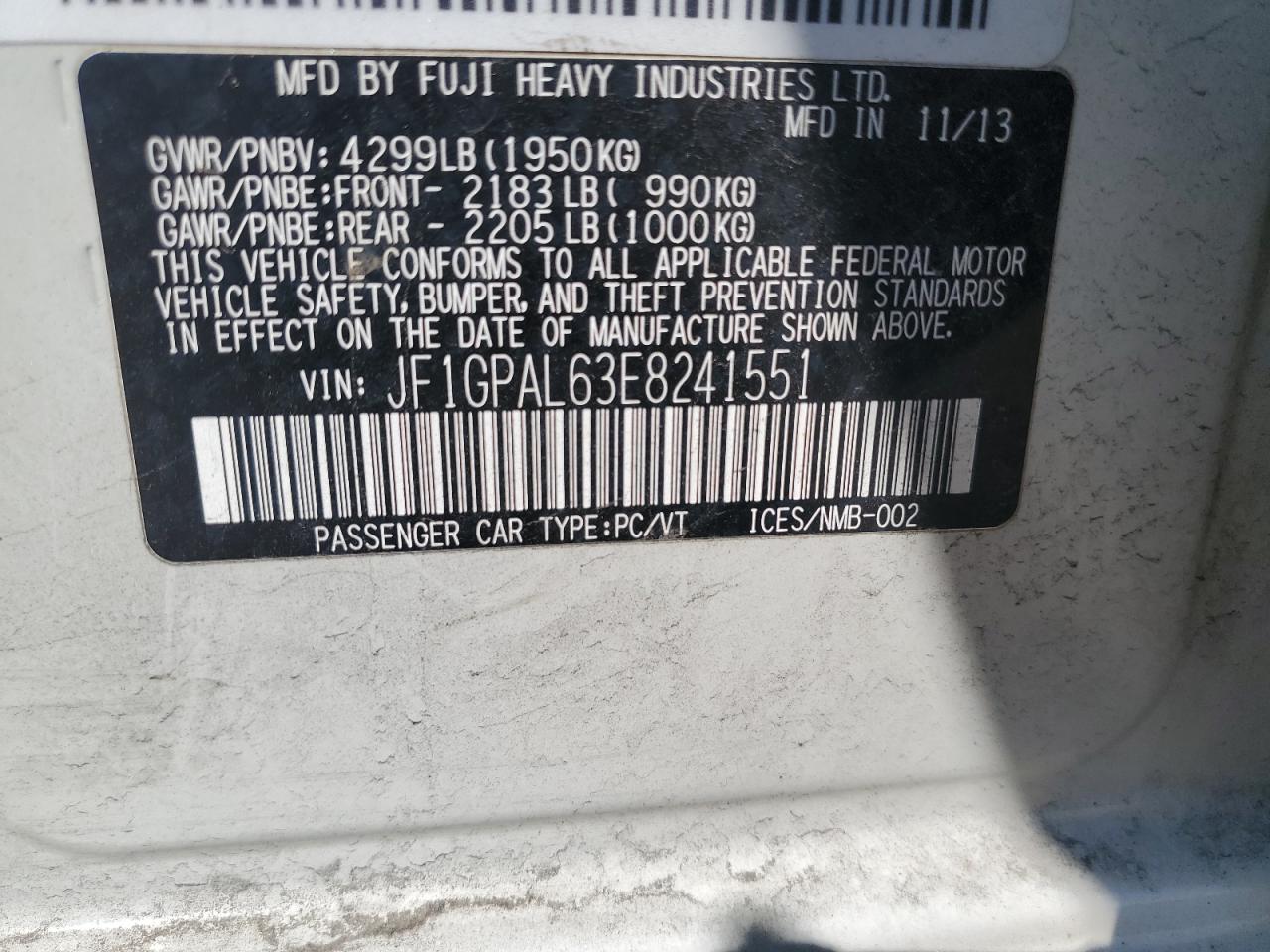 2014 Subaru Impreza Sport Premium VIN: JF1GPAL63E8241551 Lot: 71113055