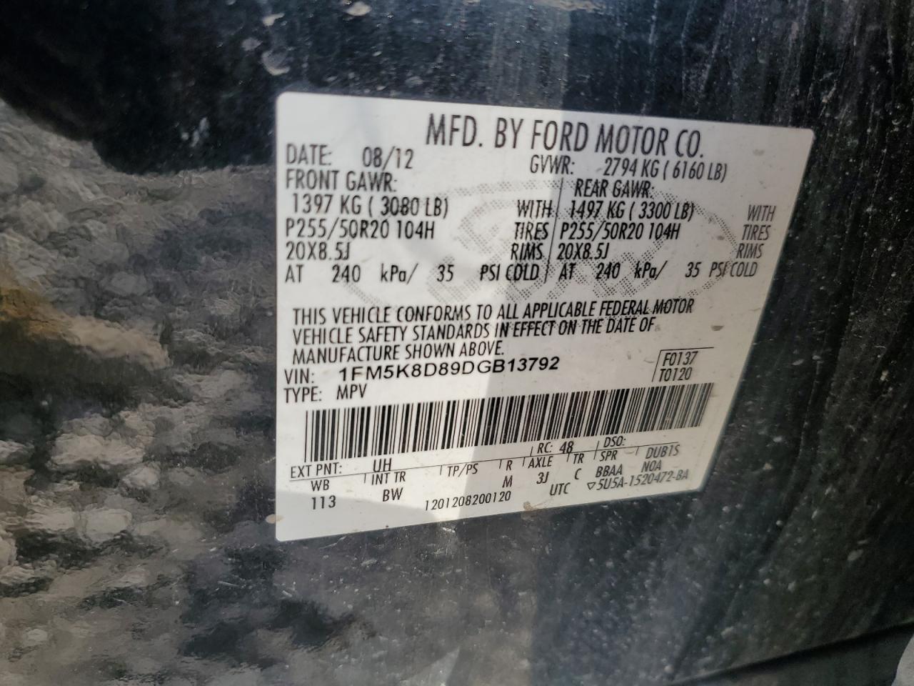 2013 Ford Explorer Xlt VIN: 1FM5K8D89DGB13792 Lot: 84411315