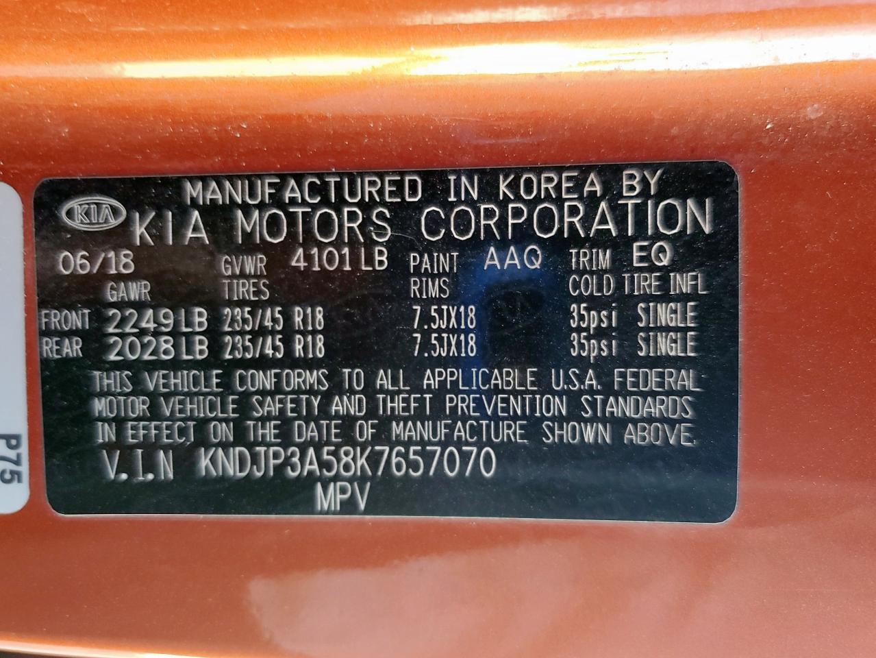 2019 Kia Soul + VIN: KNDJP3A58K7657070 Lot: 80402295