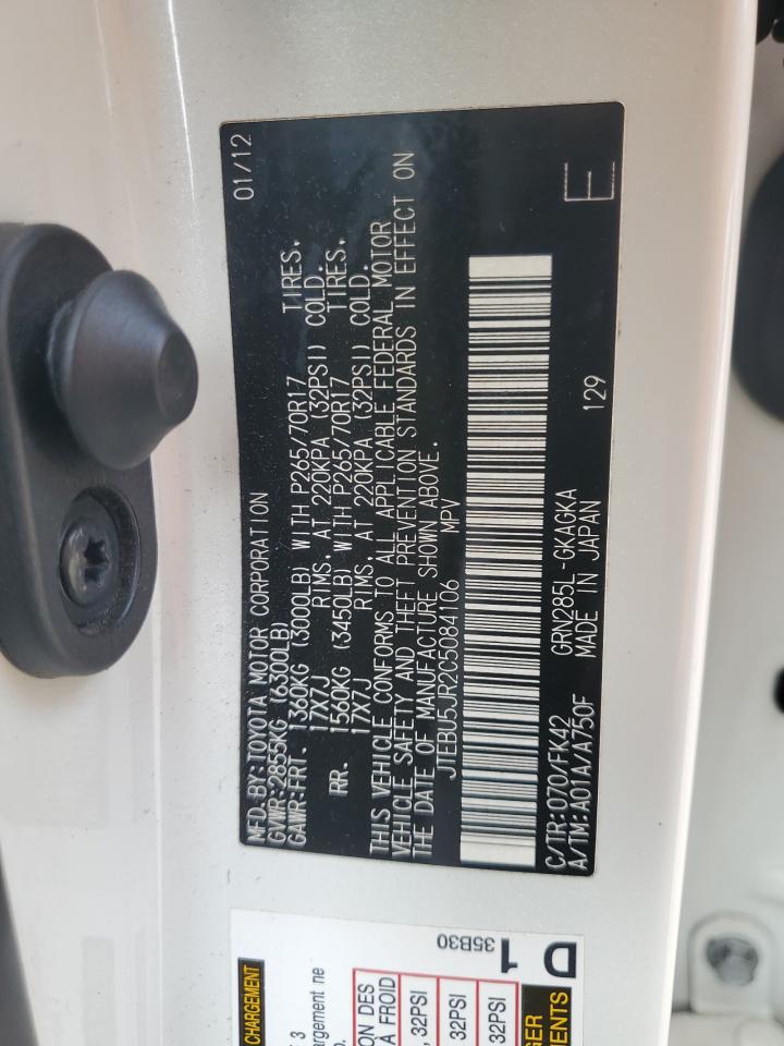 2012 Toyota 4Runner Sr5 VIN: JTEBU5JR2C5084106 Lot: 81865775