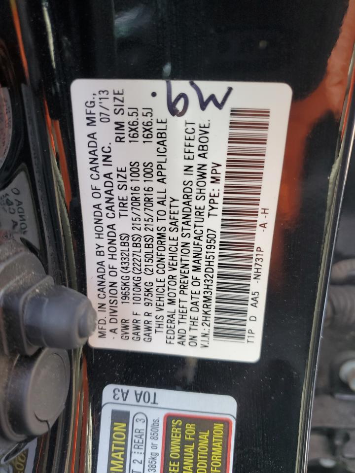 2013 Honda Cr-V Lx VIN: 2HKRM3H32DH519507 Lot: 80566015