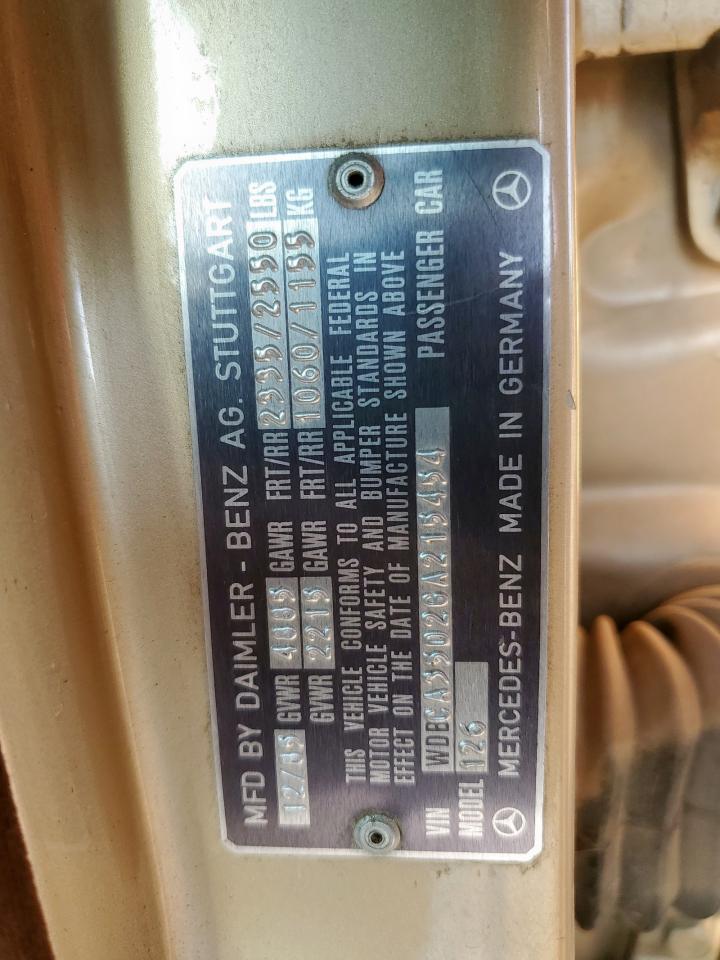 1986 Mercedes-Benz 420 Sel VIN: WDBCA35D2GA215454 Lot: 71155705