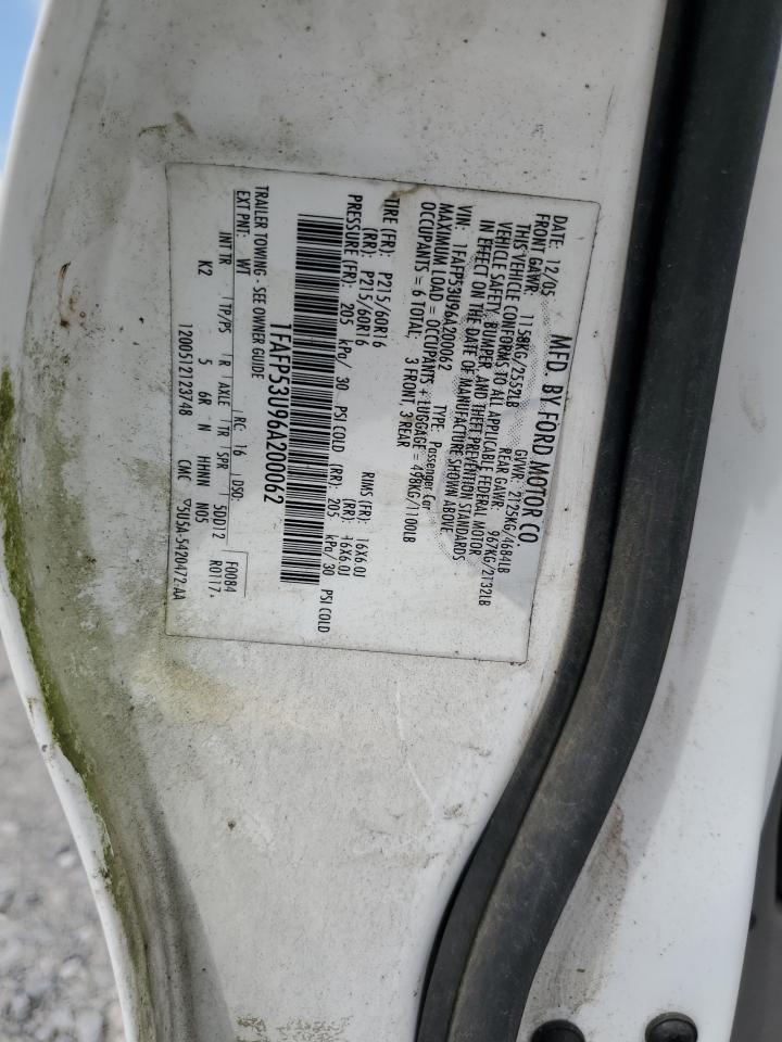 2006 Ford Taurus Se VIN: 1FAFP53U96A200062 Lot: 72103125