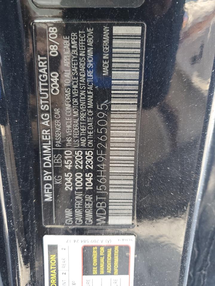 2009 Mercedes-Benz Clk 350 VIN: WDBTJ56H49F265095 Lot: 81782025