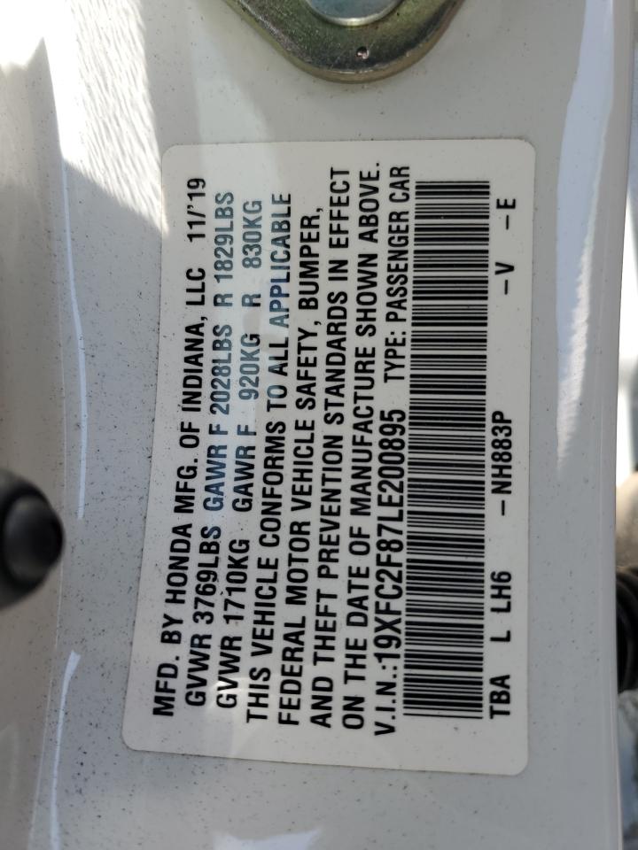 2020 Honda Civic Sport VIN: 19XFC2F87LE200895 Lot: 71826125