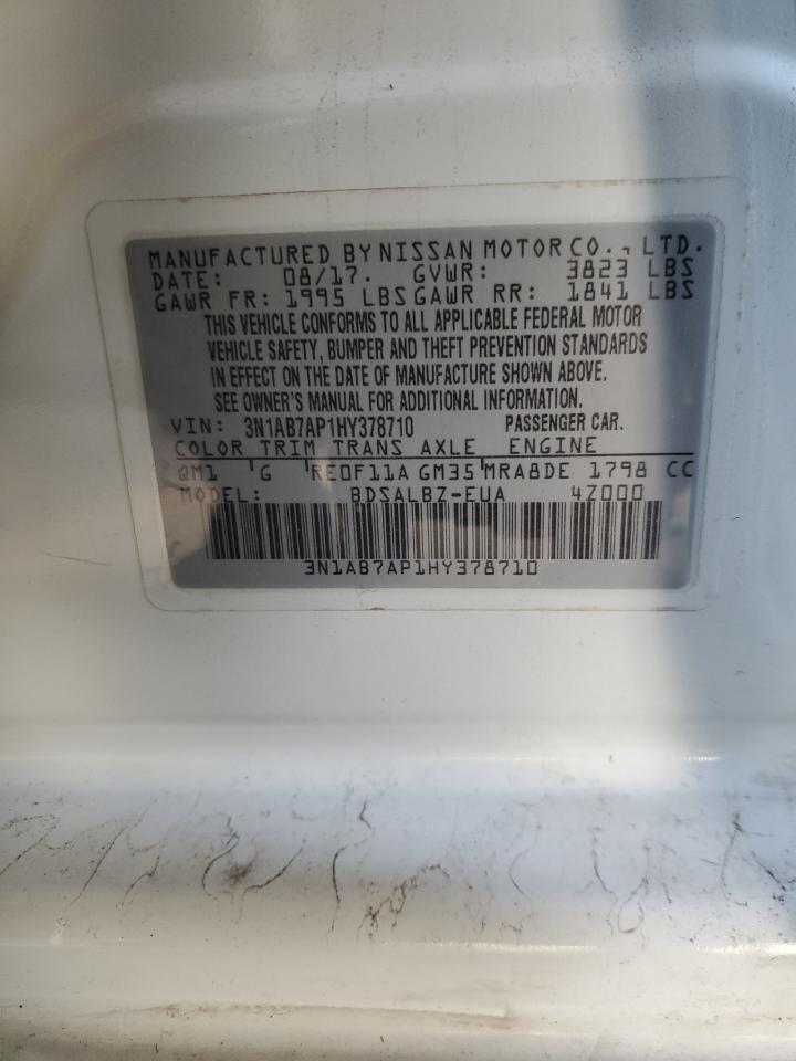 2017 Nissan Sentra S VIN: 3N1AB7AP1HY378710 Lot: 71808305